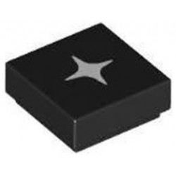 Tile 1 x 1 with Groove with White Sparkle / Star Pattern: {черен}
