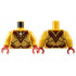 Torso Armor with Dark Red Panels and Trim and White Skull at Neck Pattern / Pearl Gold Arms / Dark Red Hands: {топло златист}