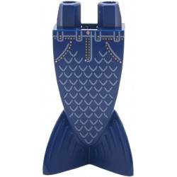 Tail, Mermaid / Merman Straight with Sand Blue Scales, Denim Pockets, Copper Buttons and Bright Light Orange Stitching Pattern (BAM): {земно син}