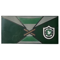 Tile 2 x 4 with Quidditch Robe Tied over Shirt with Green and Light Bluish Gray Stripes, Slytherin Crest Pattern (BrickHeadz Draco Malfoy Torso): {земно зелен}