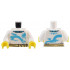 Torso Medium Azure Collar, Dragon, Smoke, and Ninjago Logogram 'TEA' and Tan Belt Pattern / White Arms / Yellow Hands: {бял}