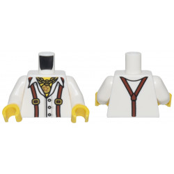 Torso Shirt with Open Collar, Reddish Brown Suspenders, and Gold Chain and Star Pendant Pattern / White Arms / Yellow Hands: {бял}