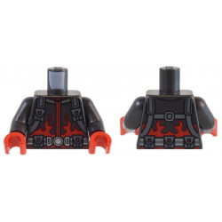 Torso Jacket with Red Flames and Dark Bluish Gray Straps and Belt with Pouches Pattern / Pearl Dark Gray Arms / Red Hands: {титаниево метален}