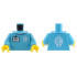 Torso White Name Tag with Ninjago Logogram 'HI' and Borg Industries Logo Pattern / Medium Azure Arms / Yellow Hands: {умерено небесносин}