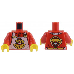 Torso Shirt and White Apron with Red and Yellow Sushimi Chef Logo and Ninjago Logogram 'SUSHI' Pattern / Red Arms / Yellow Hands: {ярко червен}