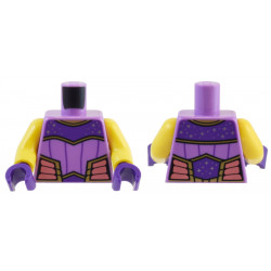 Torso Female Top, Dark Purple Panels with Silver Stars and Gold Trim, and Coral Sides Pattern / Yellow Arms / Dark Purple Hands: {умерено лавандулов}