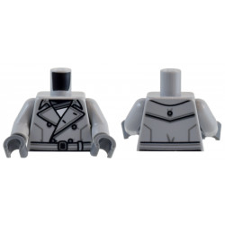 Torso Trench Coat with Black and Dark Bluish Gray Wide Collar, Buttons, and Belt Pattern / Light Bluish Gray Arms / Dark Bluish Gray Hands: {умерено каменно сив}