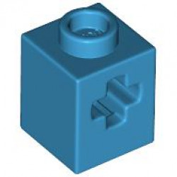 BRICK 1X1, W/ CROSS HOLE     : {тъмно небесносин}
