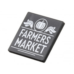 Road Sign 2 x 2 Square with Open O Clip with White Pumpkin in Circle, Plumes, Lines, and 'FARMERS MARKET' Pattern: {черен}