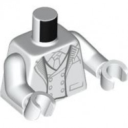 Torso Suit Jacket Open with Pockets and Light Bluish Gray Lines on Lapels over Vest with Buttons, Tie, Pocket Square Pattern / White Arms / White Hands: {бял}