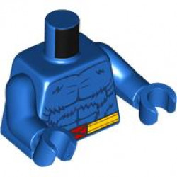 Torso Dark Blue Fur and Muscles Outline, Yellow Belt with Red X-Men Logo Buckle Pattern / Blue Arms / Blue Hands: {ярко син}