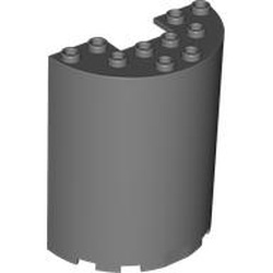 Cylinder Half 3 x 6 x 6 with 1 x 2 Cutout: {тъмно каменно сив}