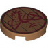 Tile, Round 2 x 2 with Bottom Stud Holder with Dark Brown Border and Bars and Dark Red Dragon Pattern: {умерен нуга}