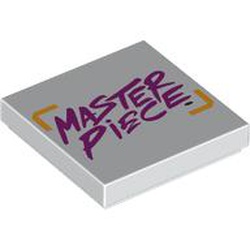 Tile 2 x 2 with Magenta and Bright Light Orange Masterpiece Logo Pattern: {бял}