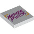 Tile 2 x 2 with Magenta and Bright Light Orange Masterpiece Logo Pattern: {бял}