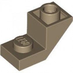 Покривна плочка 1x2, обърната, град. 45, с разр: {пясъчно жълт}