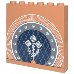 Panel 1 x 6 x 5 with Brick Archway, Dark Blue and Dark Bluish Gray Frame and Lattice Screen, White Roses, Leaves, and Thorns Pattern: {умерен нуга}