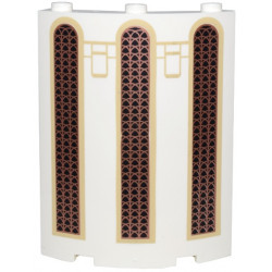 Cylinder Quarter 4 x 4 x 6 with Black Narrow Arched Windows with Copper Lattice Screens and Tan Frames Pattern: {бял}