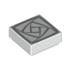 Tile 1 x 1 with Silver Rotating Squares Pattern: {бял}