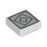 Tile 1 x 1 with Silver Rotating Squares Pattern: {бял}
