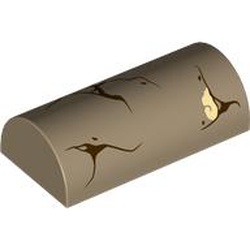 Slope, Curved 2 x 4 Double with Groove with Dark Brown and Tan Cracks (Cracked Walls) Pattern: {пясъчно жълт}