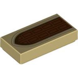 Tile 1 x 2 with Reddish Brown Door with Dark Brown Edges and Rectangles and Dark Tan Arch Pattern: {тухлено жълт}