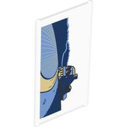 Glass for Window 1 x 4 x 6 with Bright Light Blue and Dark Blue Fields, Tan Road and House, Black Roof and Bushes Pattern: {прозрачен}