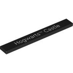 Tile 1 x 8 with White 'Hogwarts&trade; Castle' Pattern: {черен}
