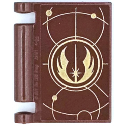 Minifigure, Utensil Book Cover with Gold Circles, Curved Lines, Dots, and SW Jedi Order Insignia Pattern: {червеникаво-кафяв}