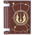 Minifigure, Utensil Book Cover with Gold Circles, Curved Lines, Dots, and SW Jedi Order Insignia Pattern: {червеникаво-кафяв}