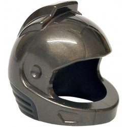 Minifigure, Headgear Helmet Space, City Astronaut with Molded Black Neck Base Pattern: {титаниево метален}