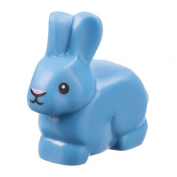 Bunny / Rabbit with Black Eyes and Mouth and Bright Pink Nose Pattern: {умерено син}