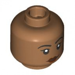 Minifigure, Head Female Black Eyebrows, Eyes and Eyelashes, Reddish Brown Lips, Neutral Pattern: {умерен нуга}