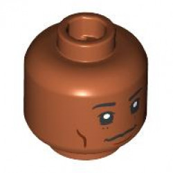 Minifigure, Head Black Eyebrows, Reddish Brown Cheek Lines, Chin Dimple and Dots under Eyes, Neutral Pattern: {тъмно оранжев}