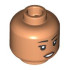 Minifigure, Head Female Black Eyebrows, Eyelashes, Dark Orange Lips, Tan Hearing Aid on Left, Open Mouth Smile with Teeth Pattern: {нуга}