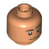 Minifigure, Head Dual Sided Black Eyebrows, Medium Nougat Chin Dimple and Cleft Lip, Neutral / Open Mouth Smile with Teeth Pattern: {нуга}