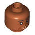 Minifigure, Head Dual Sided Female Black Eyebrows and Eyelashes, Nougat Lips, Reddish Brown Cheek Lines and Crow's Feet, Closed Mouth Smile / Open Mouth Grin with Teeth and Red Tongue Pattern: {тъмно оранжев}
