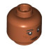 Minifigure, Head Dual Sided Female Black Eyebrows and Eyelashes, Reddish Brown Freckles, Dark Brown Lips, Neutral / Open Mouth Smile with Teeth Pattern: {тъмно оранжев}