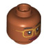 Minifigure, Head Dual Sided Female Black Eyebrows, Gold Glasses, Dark Red Lips, Closed Mouth / Wink, Open Mouth Grin with Teeth Pattern: {тъмно оранжев}