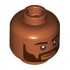 Minifigure, Head Dual Sided Dark Brown Eyebrows and Beard, Neutral / Open Mouth Scowl with Teeth Pattern: {тъмно оранжев}