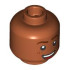 Minifigure, Head Dual Sided Reddish Brown Eyebrows and Freckles, Open Mouth Smile with Teeth and Red Tongue / Smirk Pattern: {тъмно оранжев}
