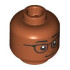 Minifigure, Head Dual Sided Black Eyebrows and Glasses, Reddish Brown Chin Dimple, Closed Mouth Smile / Open Mouth Grin with Teeth and Red Tongue Pattern: {тъмно оранжев}