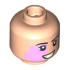 Minifigure, Head Dual Sided Female Black Eyebrows, Bright Pink Birthmark, Open Mouth Smile / Laughing with Teeth and Red Tongue Pattern: {светло нуга}