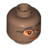 Minifigure, Head Dual Sided Female Black Eyebrows, Dark Brown Eyes and Eyelashes, Nougat Glasses, Dark Orange Lips, Lopsided Grin / Black Eyelashes, Open Mouth Smile with Teeth, No Glasses Pattern: {умерено кафяв}