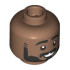 Minifigure, Head Dual Sided Black Eyebrows, Beard and Moustache, Open Mouth Smile with Teeth Pattern / Raised Left Eyebrow Pattern: {умерено кафяв}