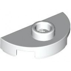 PLATE 1X2, 1/2 CIRCLE, W/ 1 KNOB: {бял}