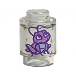 Brick, Round 1 x 1 Open Stud with Medium Lavender and Dark Purple Cricket and Gold Sparkles Pattern (Mulan Cri-Kee): {прозрачен}