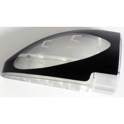 Technic, Panel Curved 5 x 3 x 2 Corner Quarter Ellipse, Right with Black and Silver Porsche GT4 e-Performance Headlight Pattern: {прозрачен}