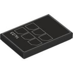 Tile 2 x 3 with Console with Silver Border, White Menu Icons and '14:23' on Dark Silver Background Pattern: {черен}