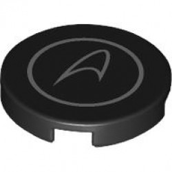 Tile, Round 2 x 2 with Bottom Stud Holder with Silver McLaren Logo in Circle Pattern: {черен}